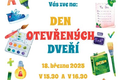 Pozvánka na Den otevřených dveří (nejen) pro budoucí prvňáčky